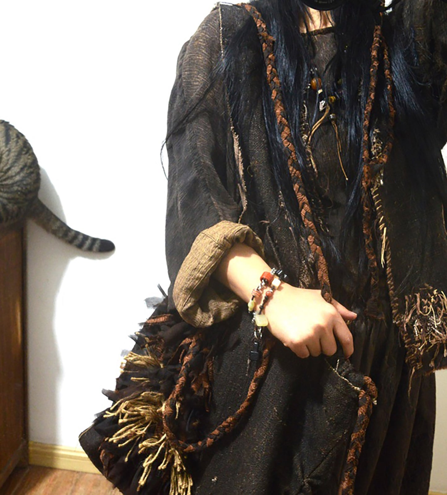 edoa Mud Tussah Silk Fringe Bag 