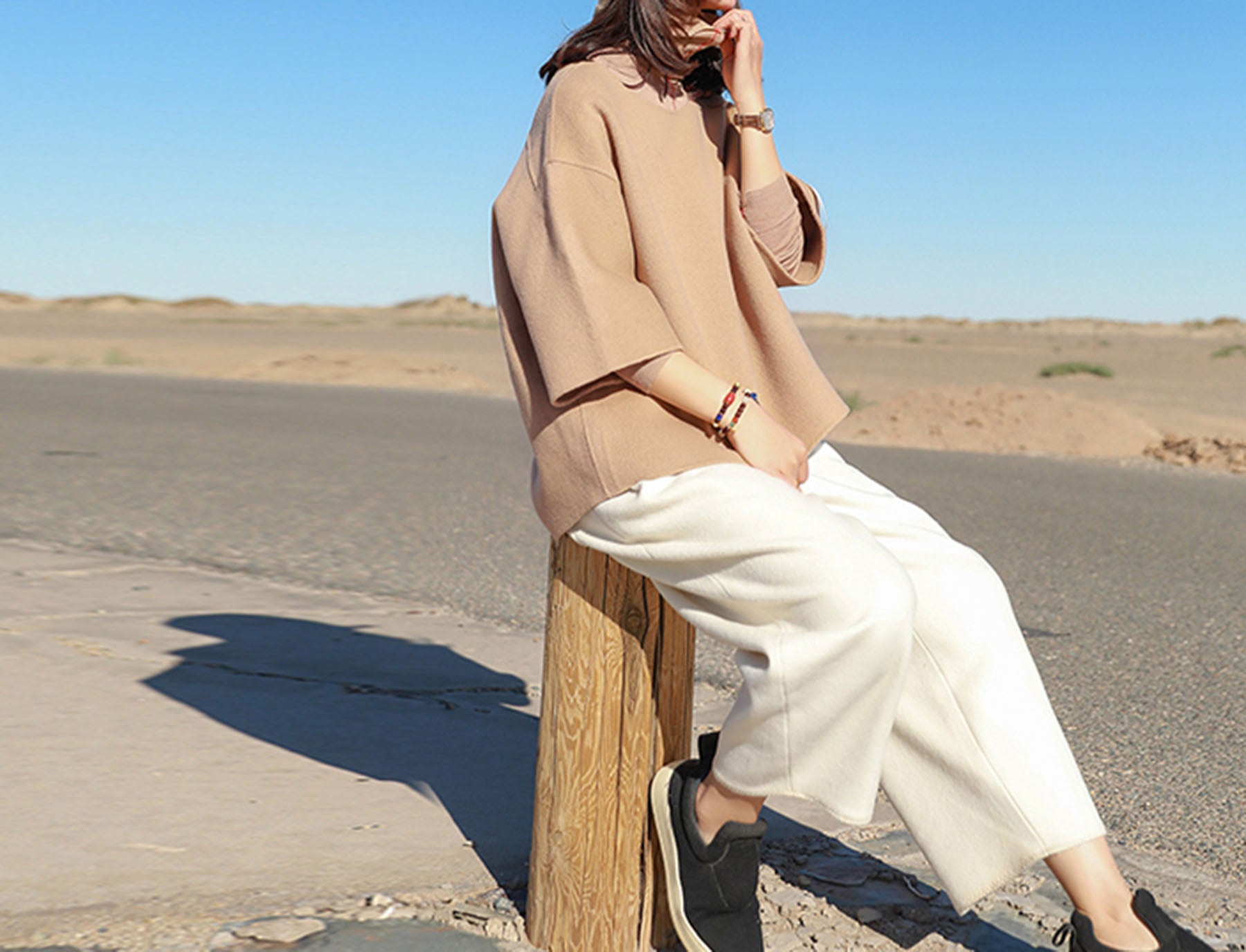 edoa Double Faced Wool Pullover Coat 