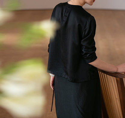 edoa Silk Satin 3/4 Sleeve Blouse