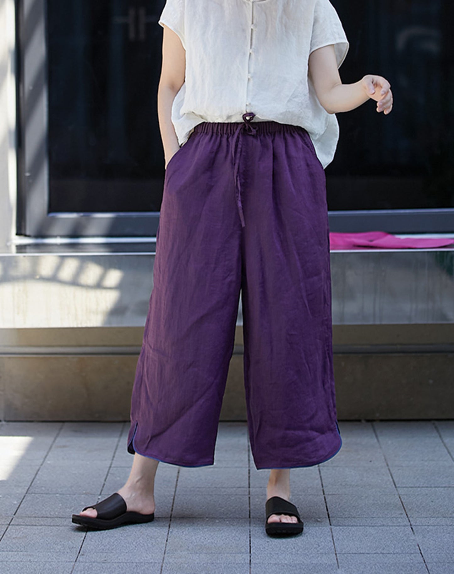 edoa High Counted Ramie Crop Pants