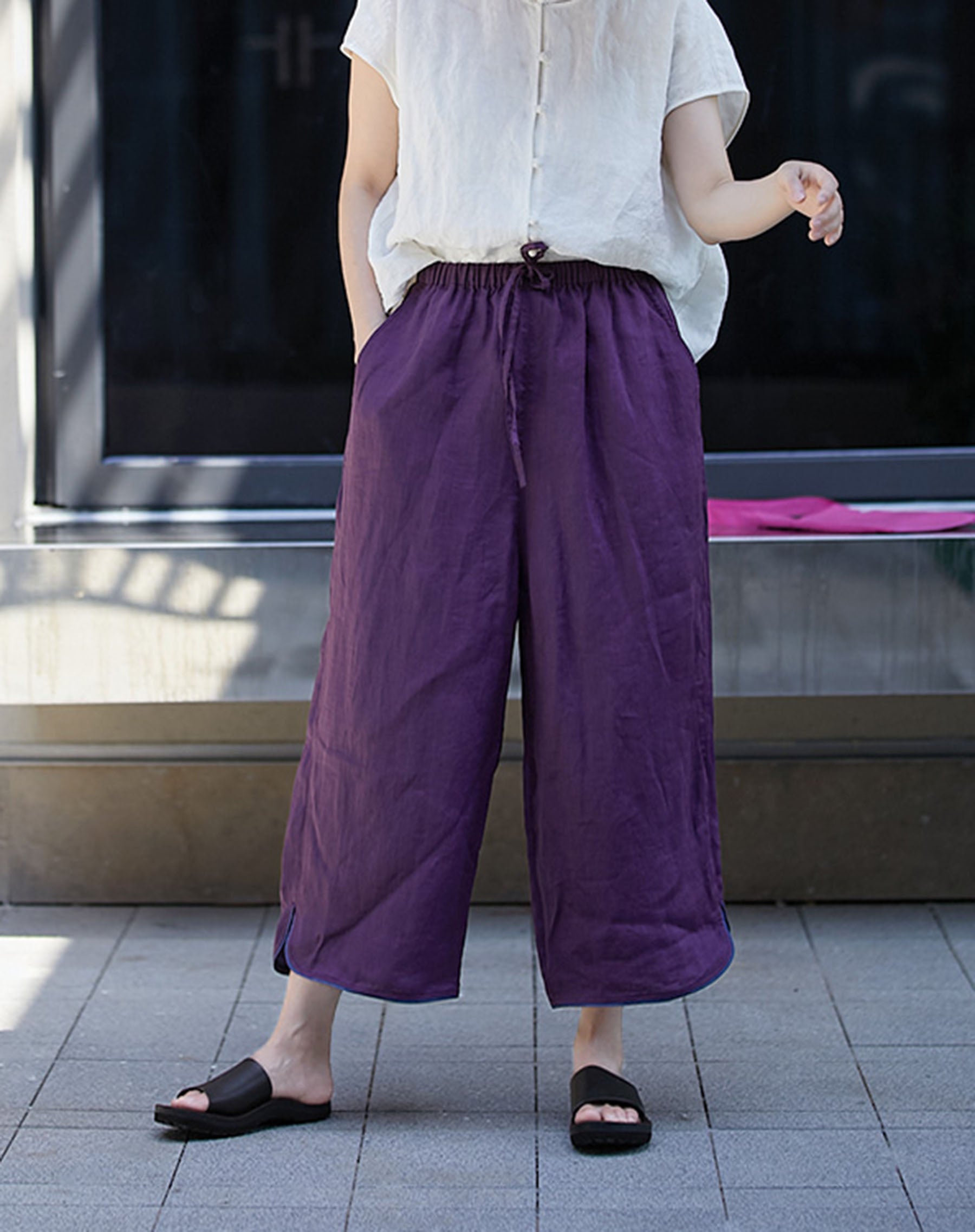 edoa High Counted Ramie Crop Pants