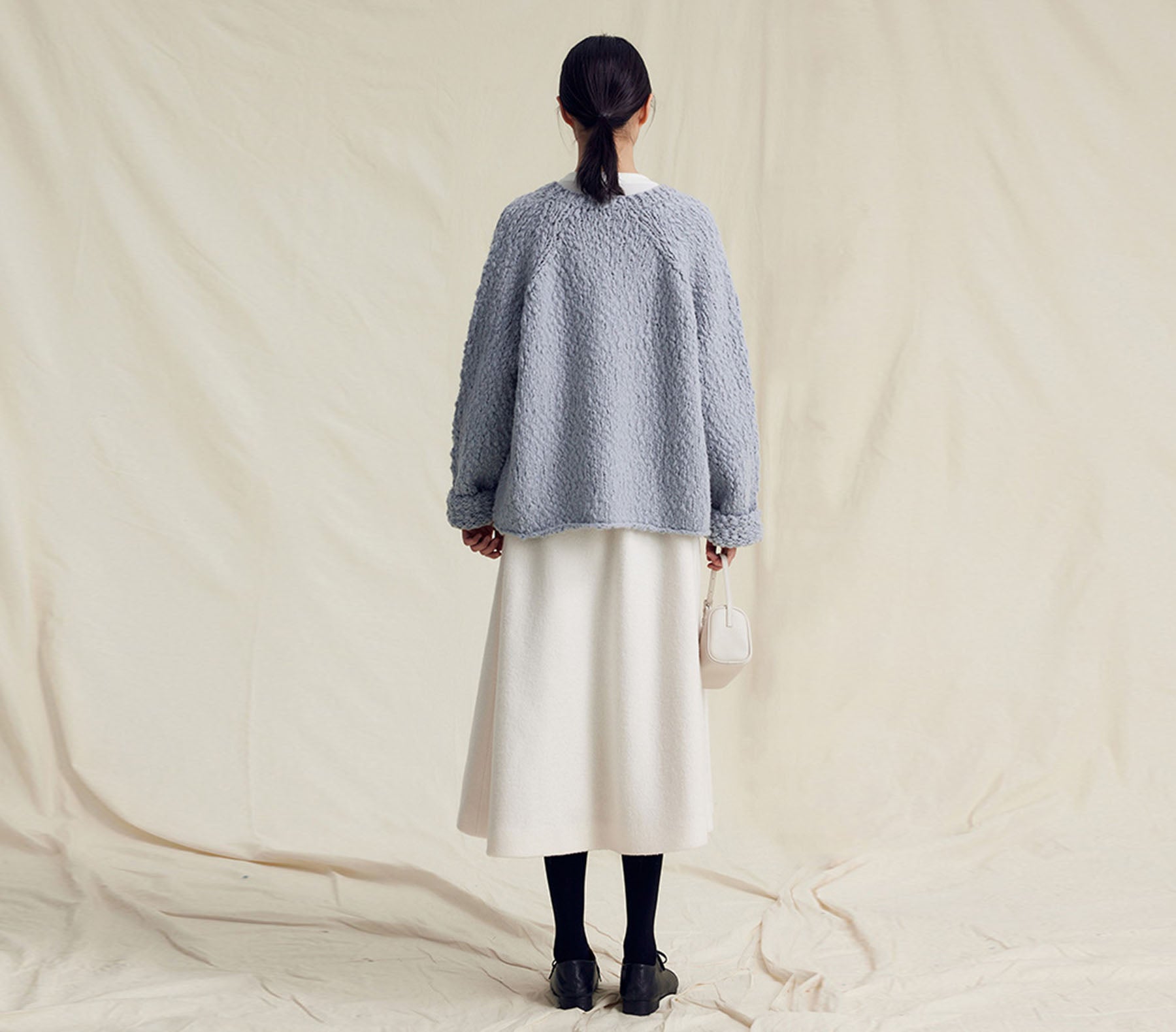 edoa Merino Wool Pleated Fully lined A-line Skirt 