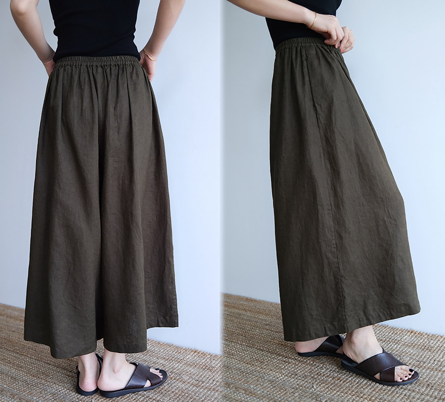 edoa  Linen Wide Leg Pants