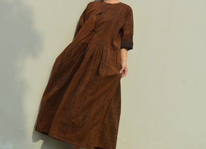 edoa Minimalist Cracked Mud Silk Dress 