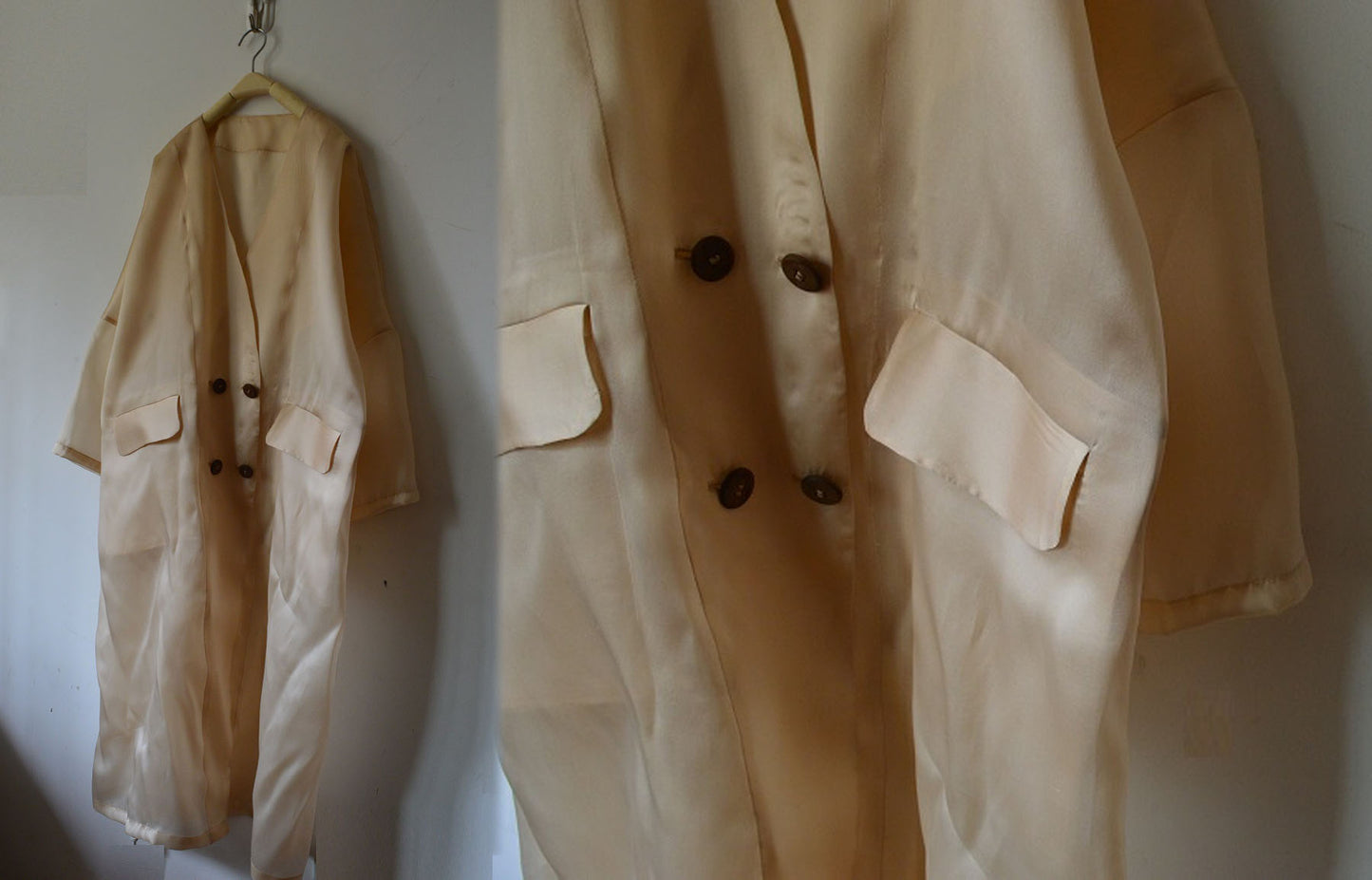 edoa Moonlight Mulberry Silk Organza Trench Coat