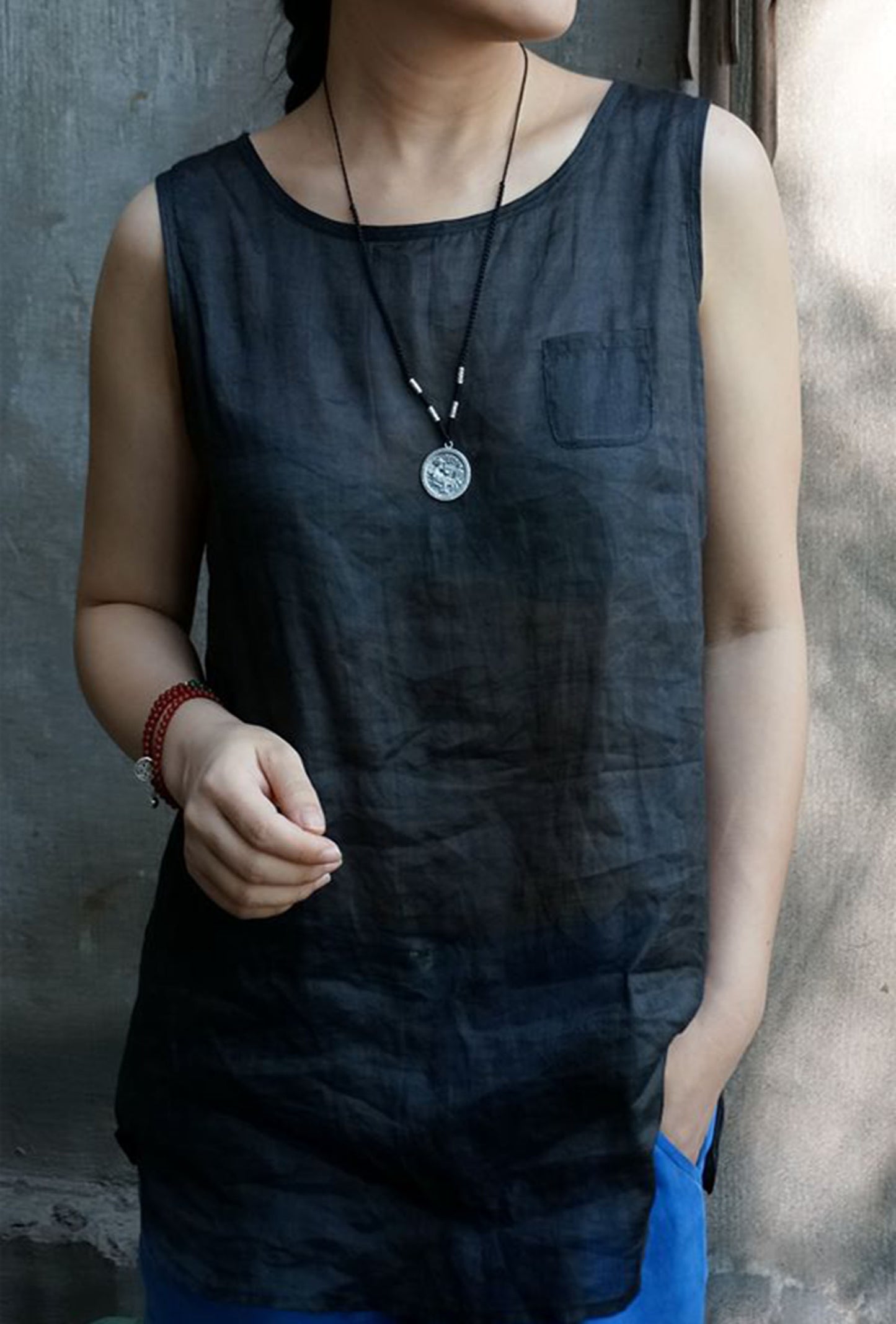 edoa High Count Ramie Sleeveless Tank