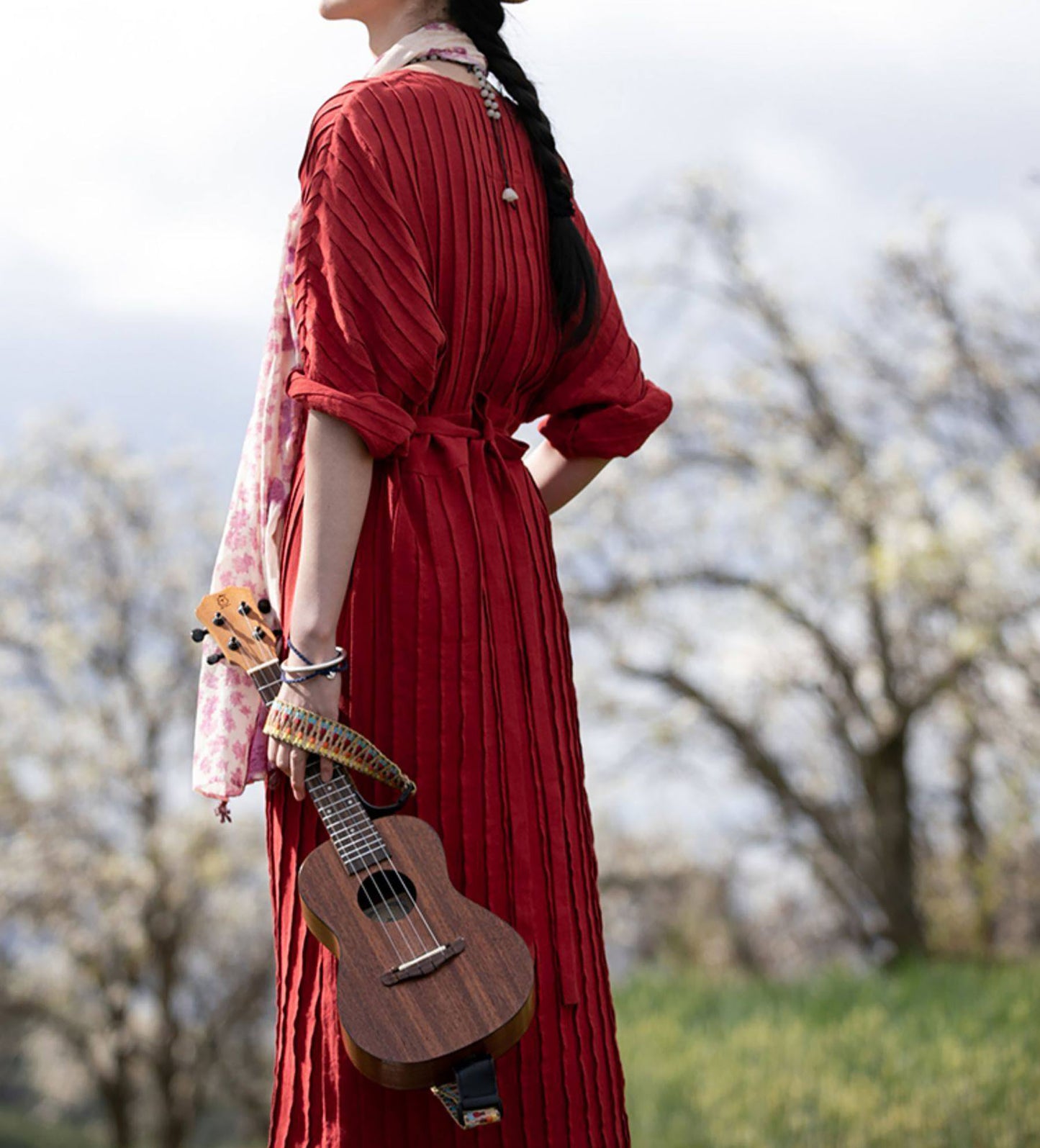edoa Hand-pintucked Linen Dress