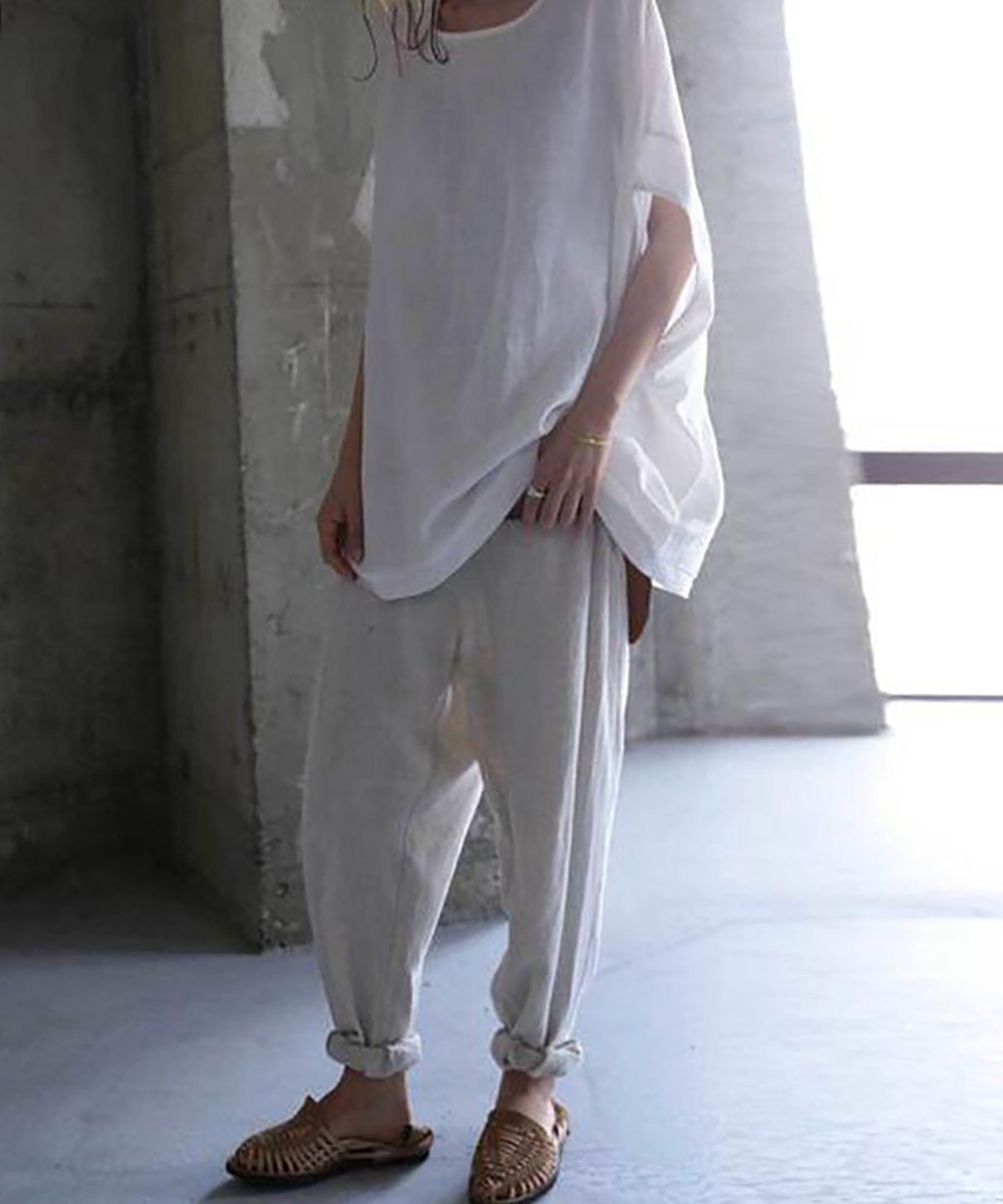 edoa Oversized Minimalist Linen Blouse