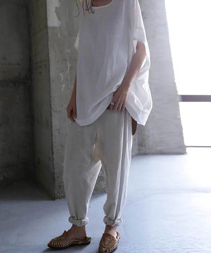 edoa Oversized Minimalist Linen Blouse