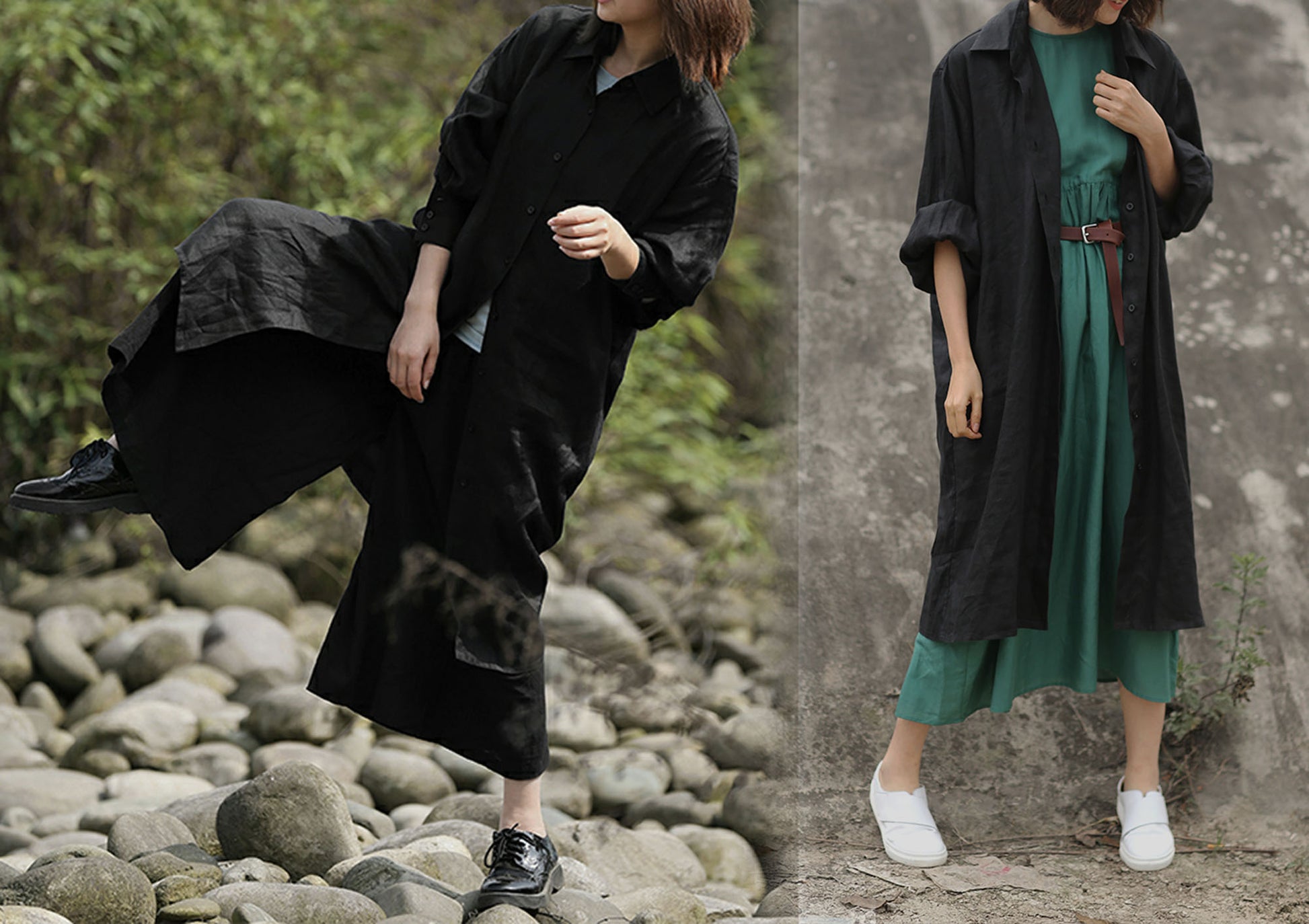 edoa Oversized Linen Shirtdress