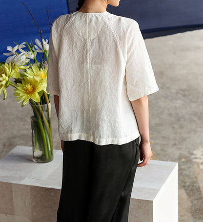 edoa Half Sleeve Washed Linen Cheongsam