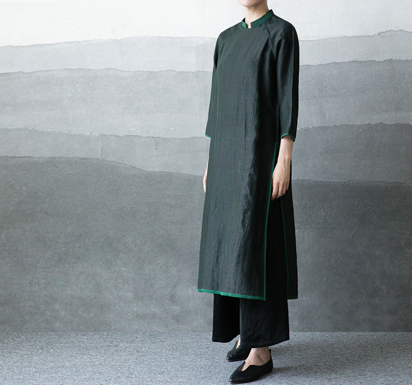 edoa Cracked Mud Silk A-line Qipao 