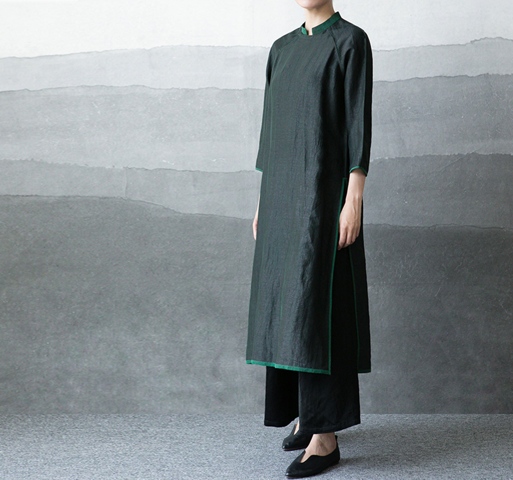 edoa Cracked Mud Silk A-line Qipao 