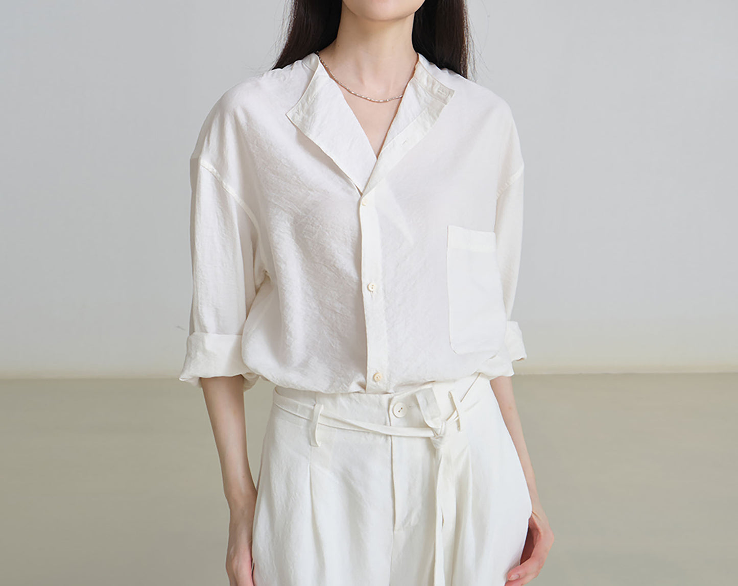edoa Asymmetrical Dry Silk Shirt