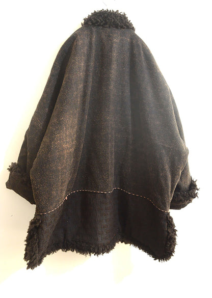 Oversized Mud Tussah Silk and Teddy Wool Bouclé Padded Coat co0179 X309
