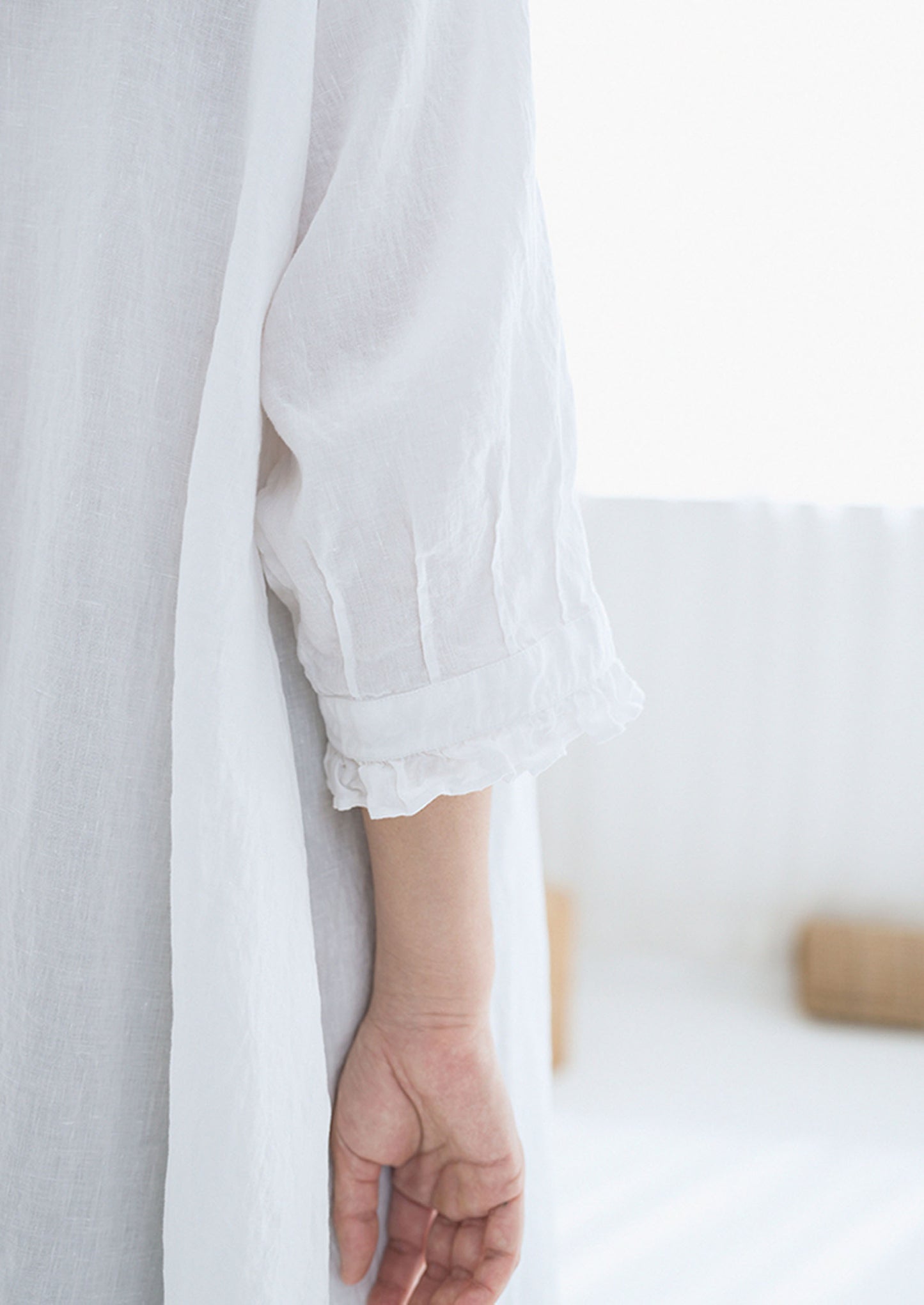edoa High Counted Linen Pintucked Shirt Dress
