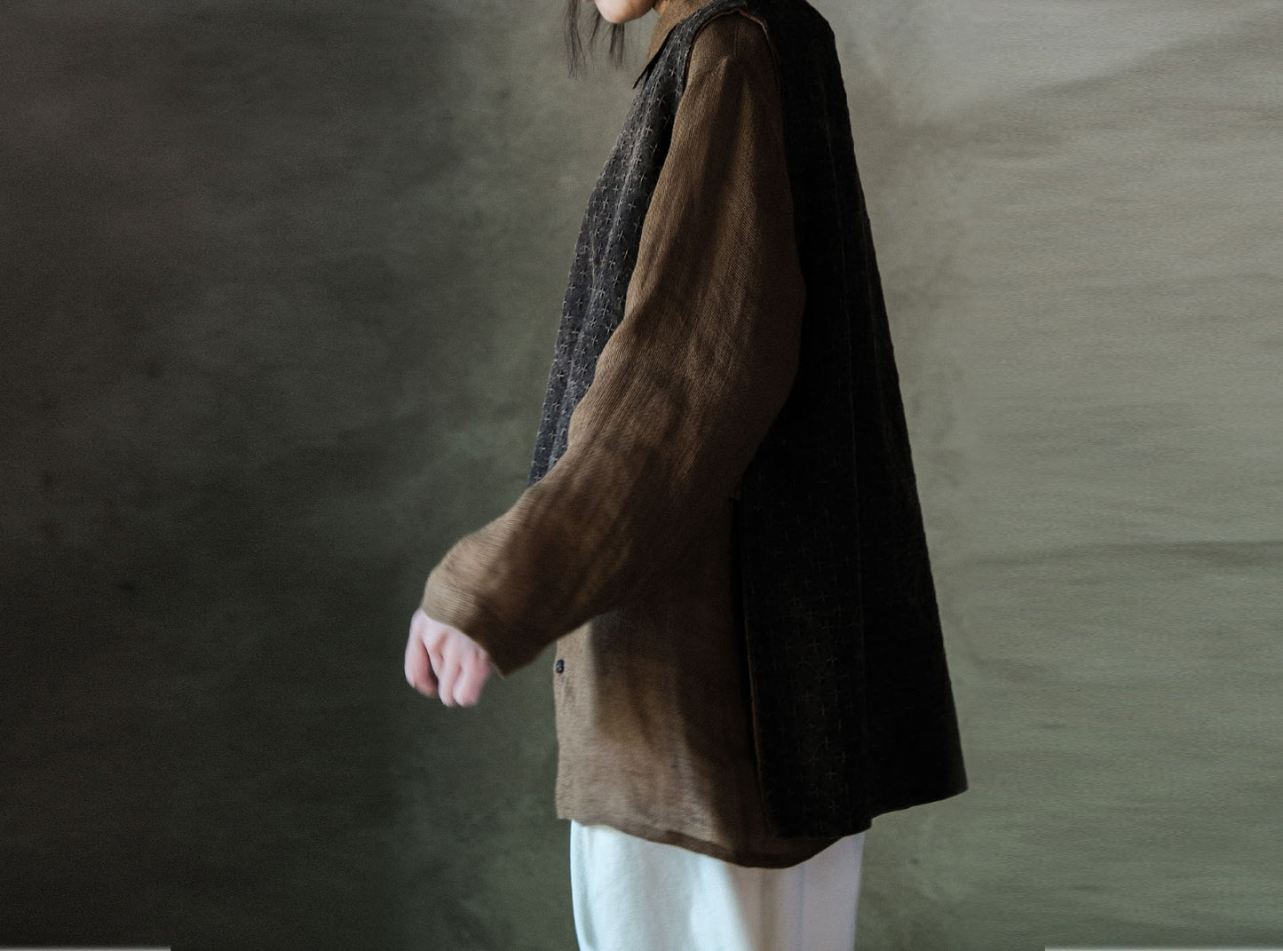 edoa Reversible Mud Tussah Silk jacquard Vest