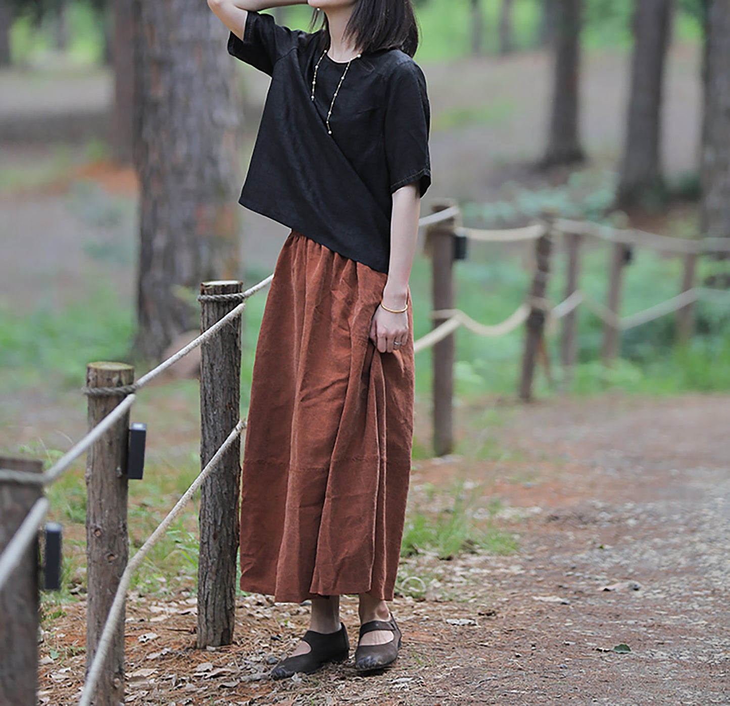 edoa Cracked Mud Silk Top