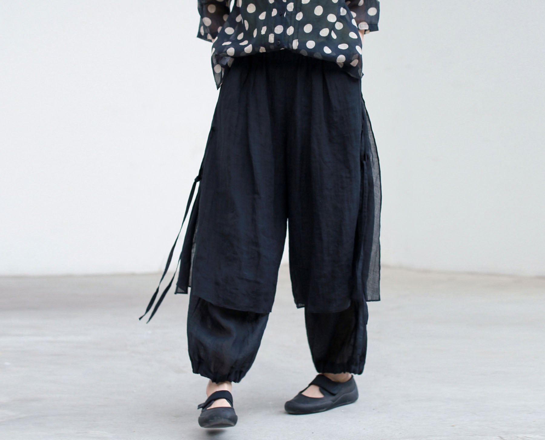 edoa Ramie Two Layer Lantern Pants 