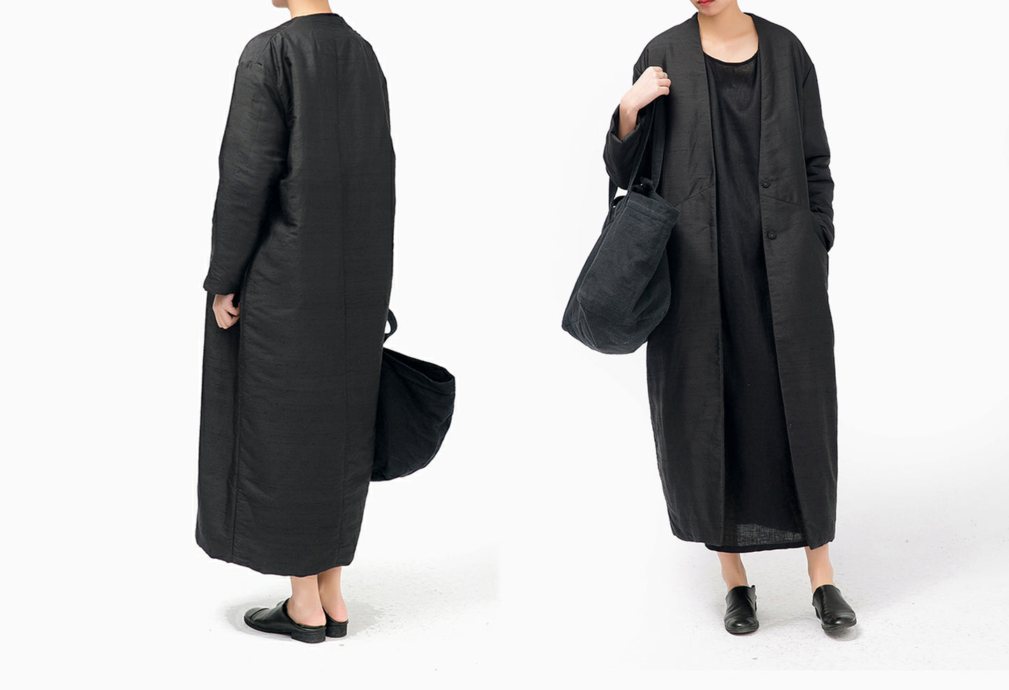 edoa Light Weight Dupioni Silk Padding Coat 