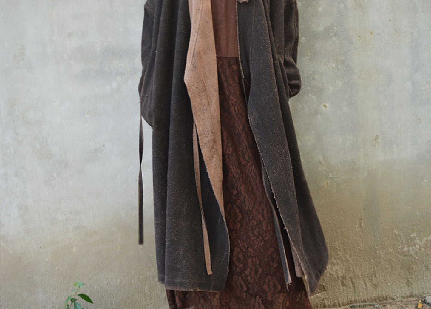 edoa Reversible Tussah Silk Wrap Coat