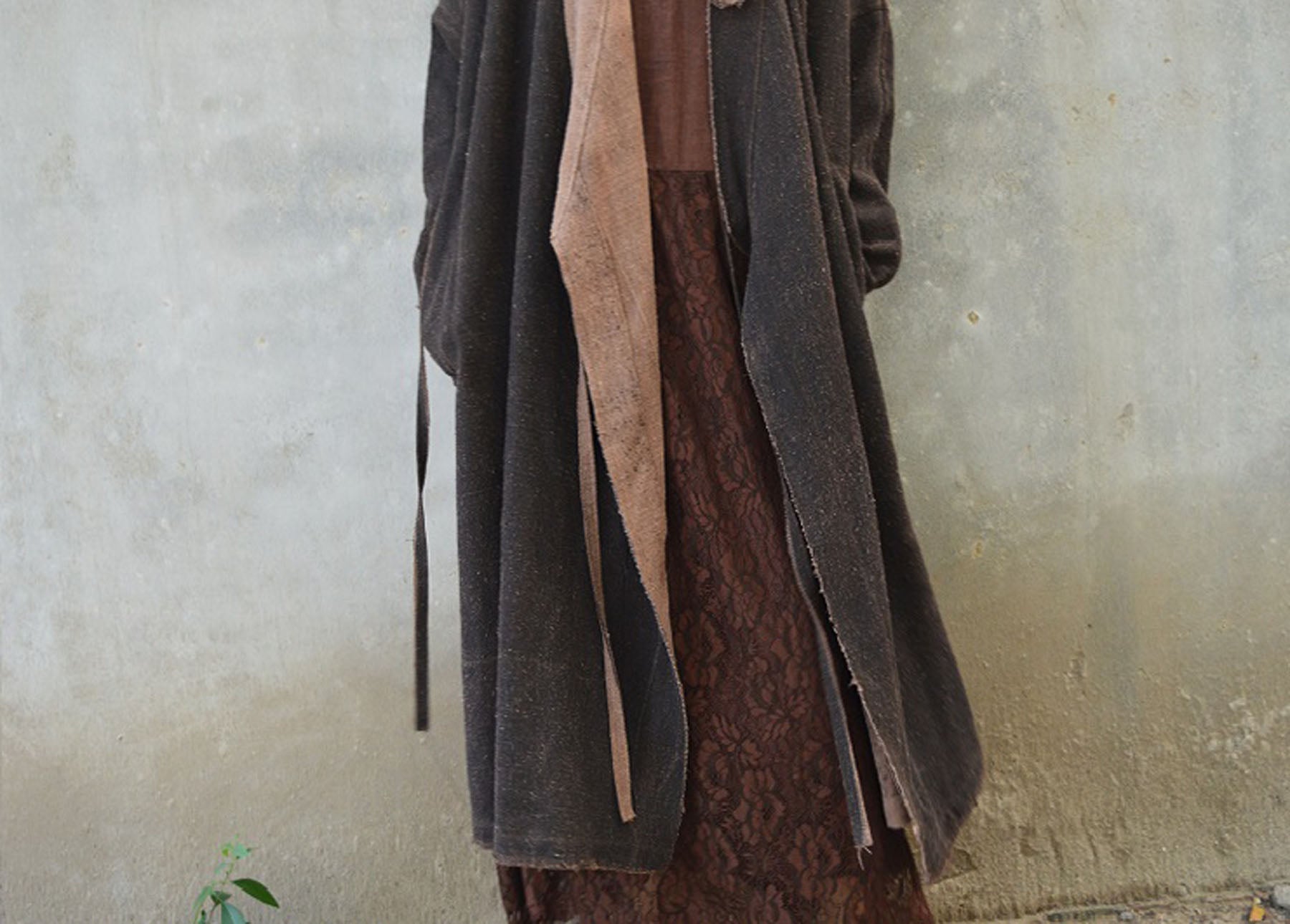edoa Reversible Tussah Silk Wrap Coat