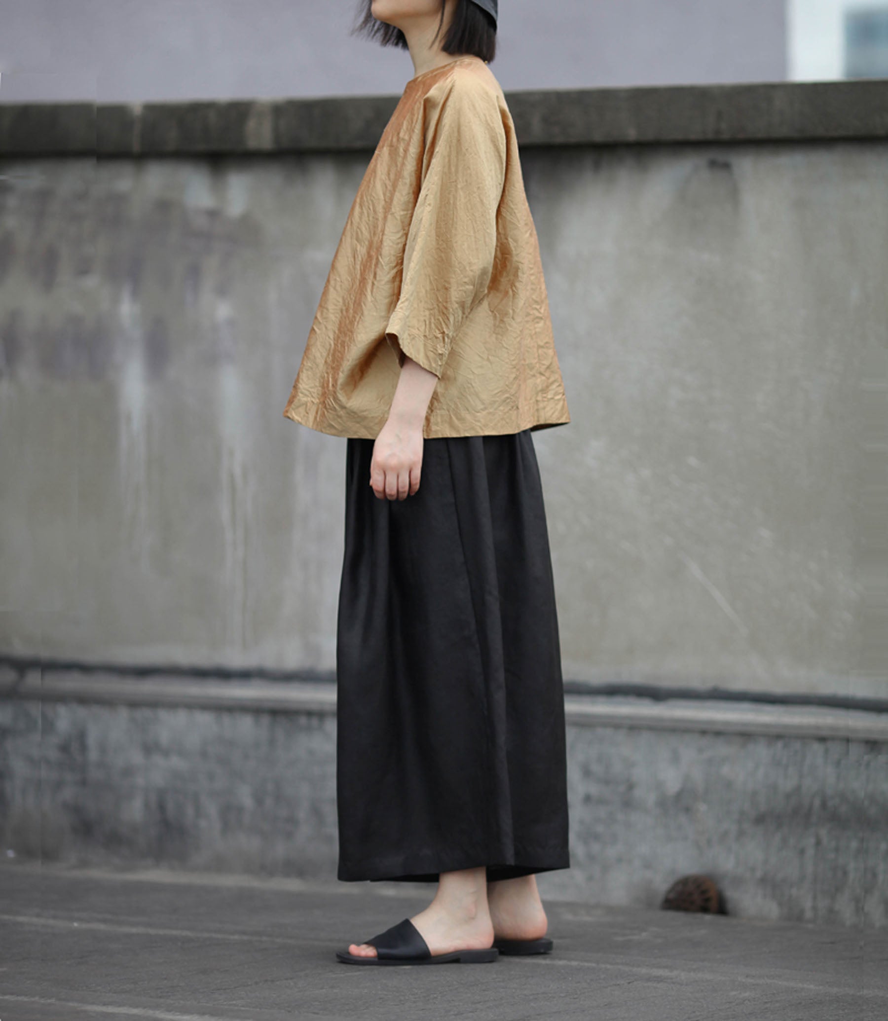 edoa Golden Dupioni Silk Shirt