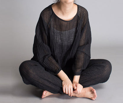 edoa Loose Fitting Crinkled Linen Shirt