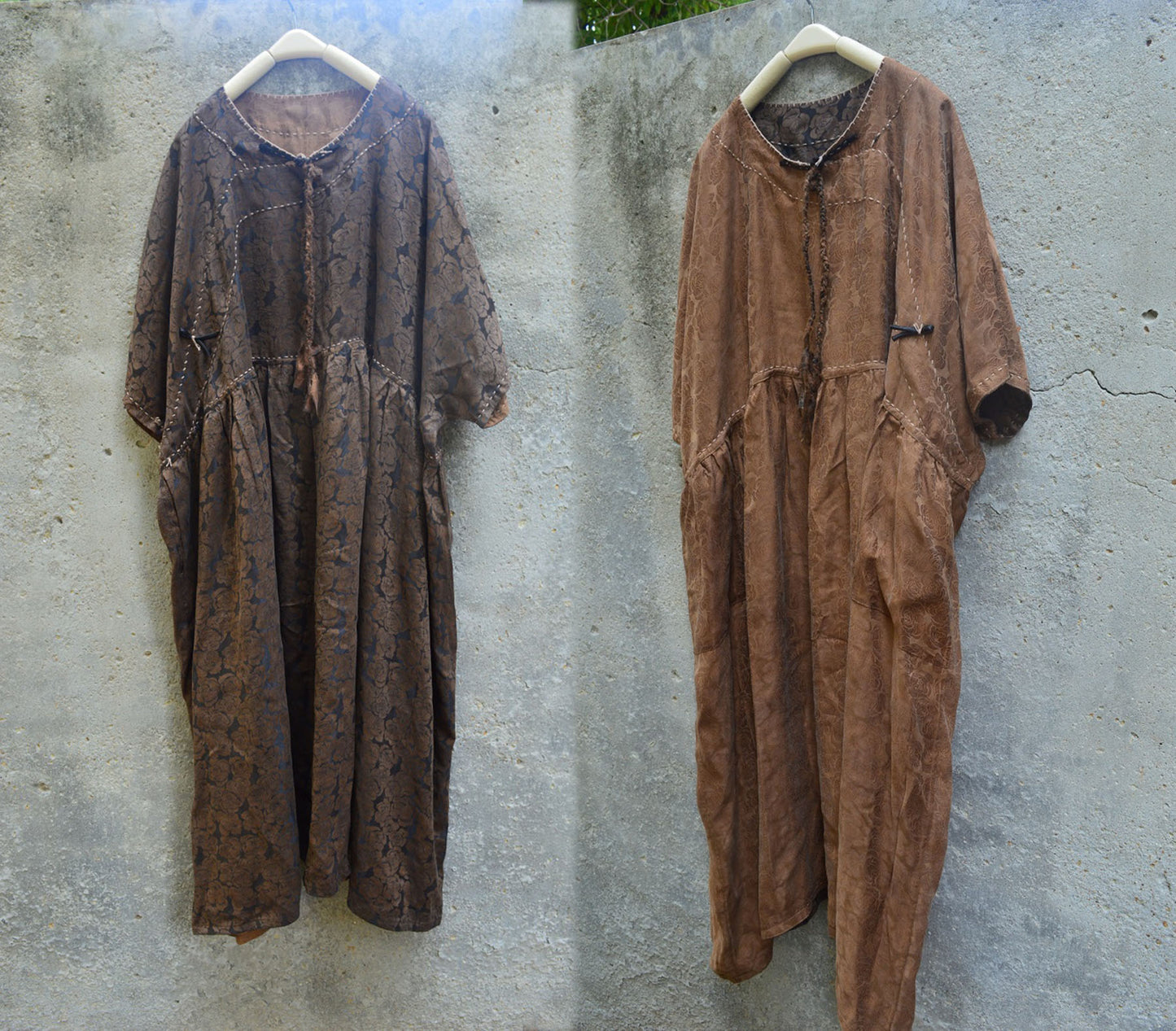 edoa Reversible Loose Fitting Mud Silk Jacquard Qipao