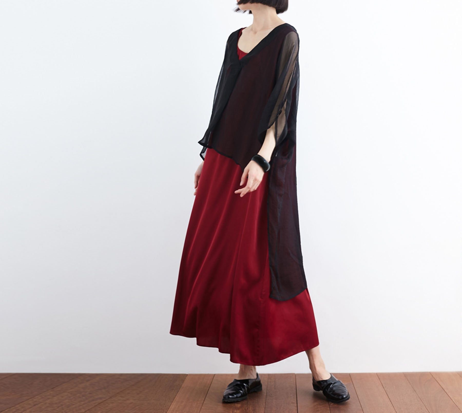 edoa Oversized Silk Chiffon V-neck Gypsy Blouse