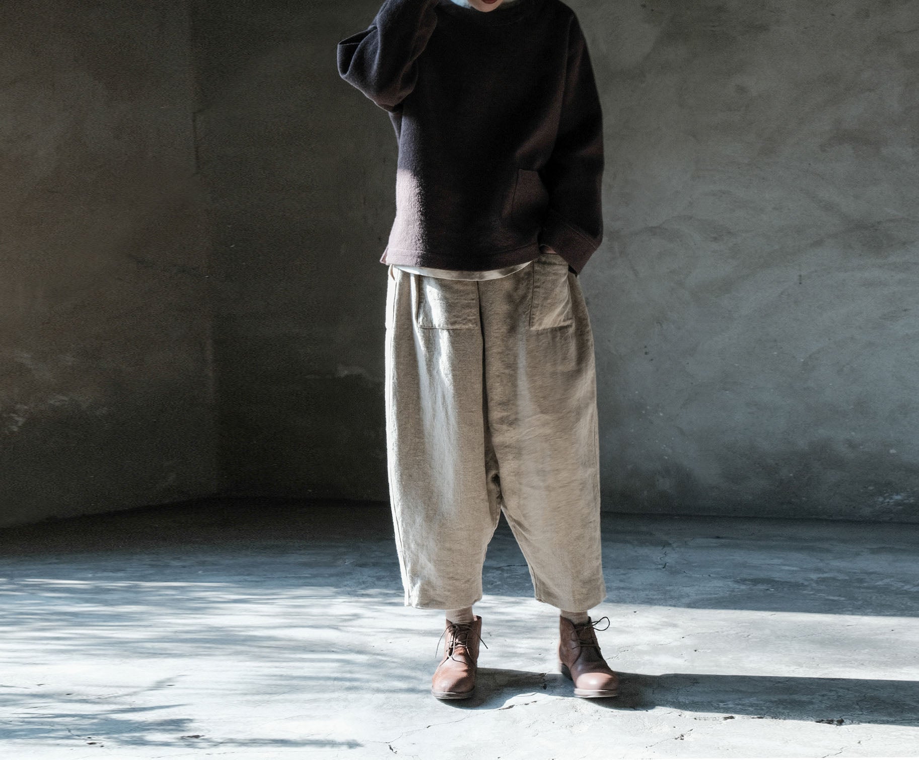 edoa Flax Linen Padded Harem Pants