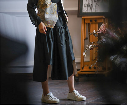 edoa Silk Charmeuse Tiered Skirt with Curved slits