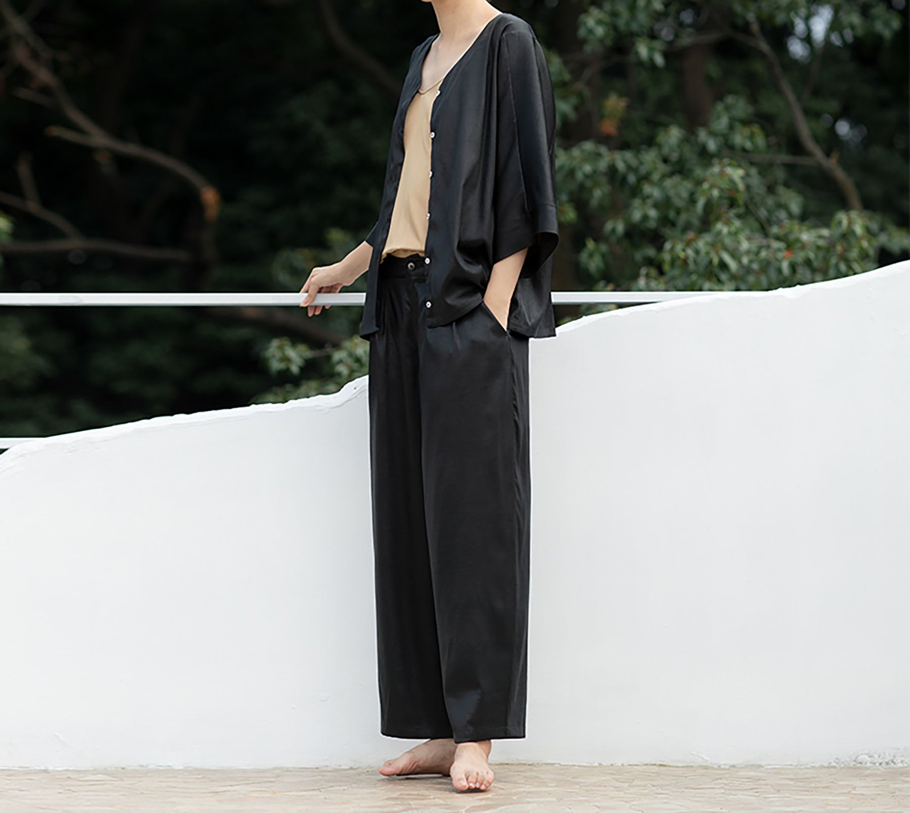 edoa Mud Silk Charmuese Button-Down Shirt