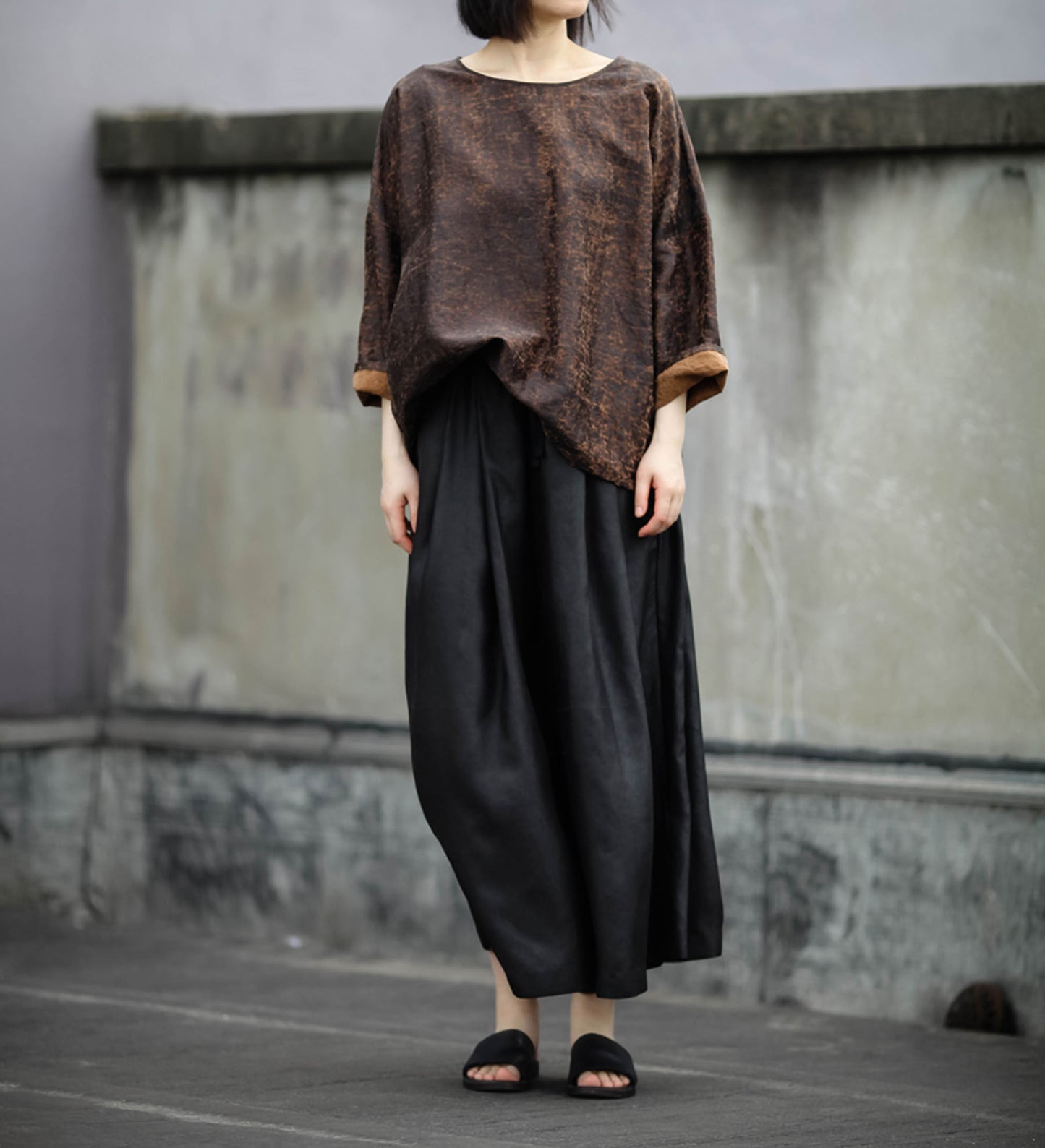 edoa Loose Fitting Mud Silk Charmeuse Pants