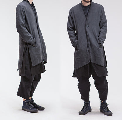edoa double layer washed linen jacket