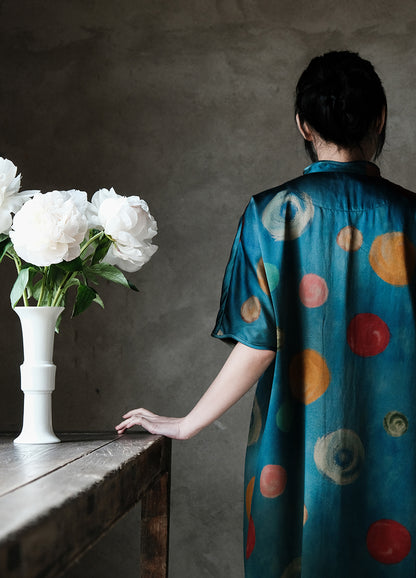 Heavy Weight Printed Charmeuse Mud Silk Satin Modified Qipao Dress