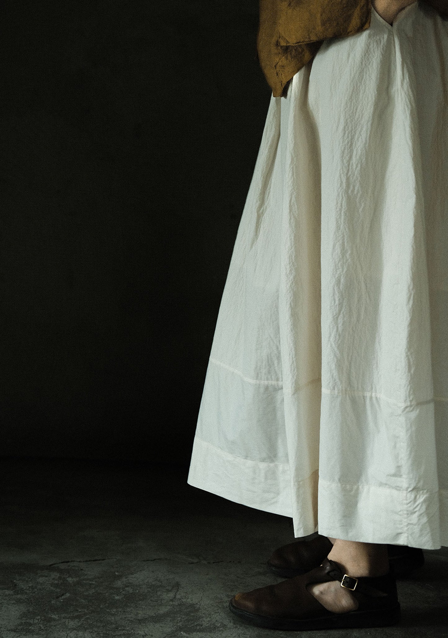 edoa Crinkled Paper Cotton Gathered Lantern Skirt 