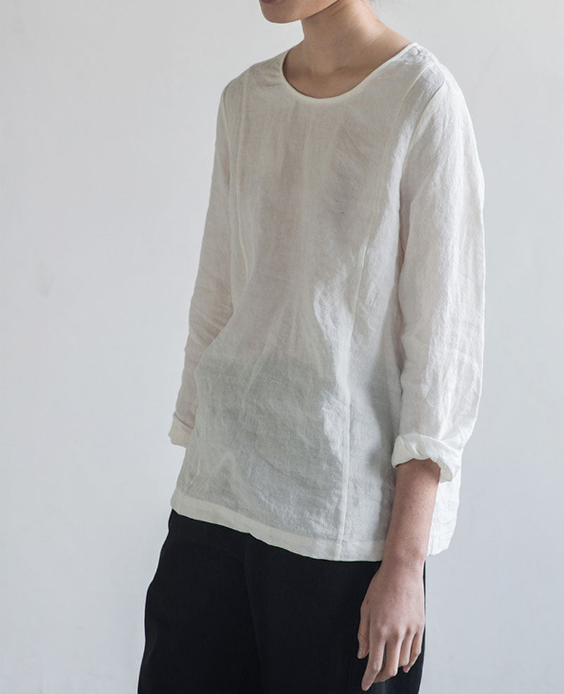White Heavy Weight Washed Linen tee to0265 B30