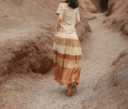 edoa Ramie Gauzy Patchwork Tiered Skirt