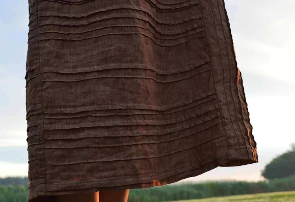 Yarn Dyed Linen Pintucked Dress dr0231 798