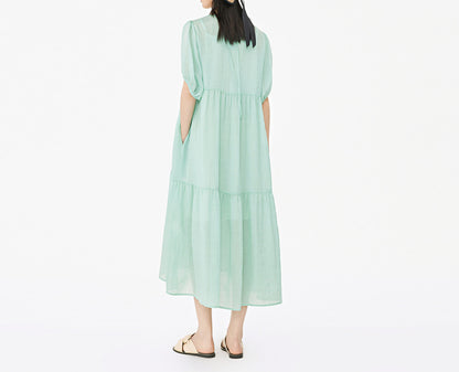 edoa Loose Ramie Rayon blend High Waist Tiered Dress