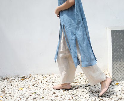 edoa Pleated Boyfriend Washed Linen Pants