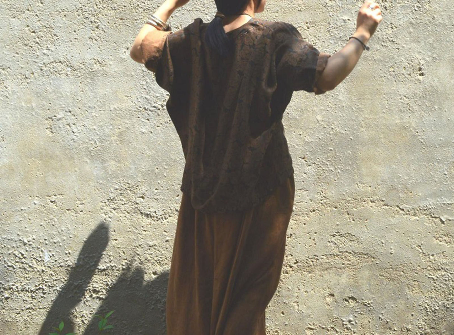 edoa Reversible Loose Fitting Mud Silk Juquard Tunic