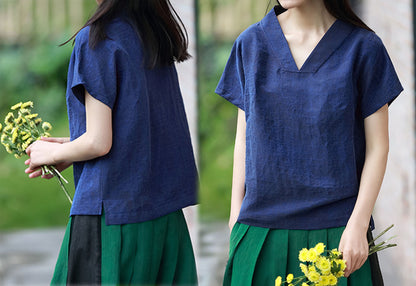 edoa Cracked Mud Silk V-neck Tee