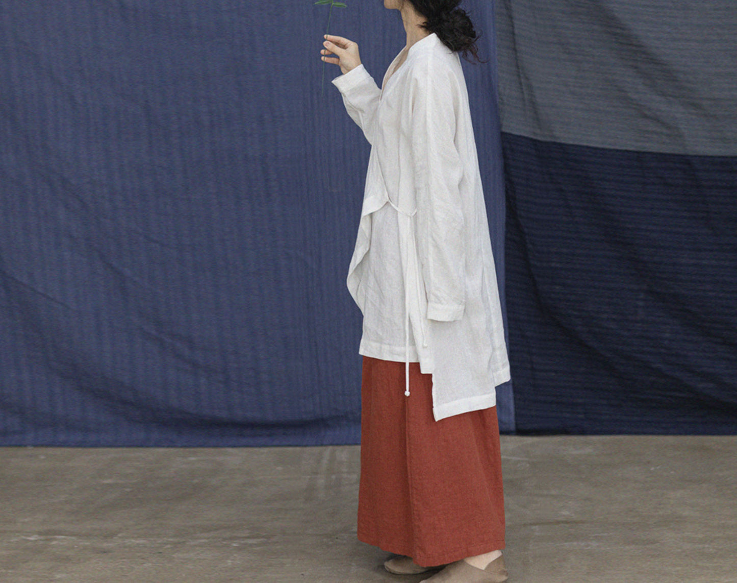 edoa Chinese Style Linen Top