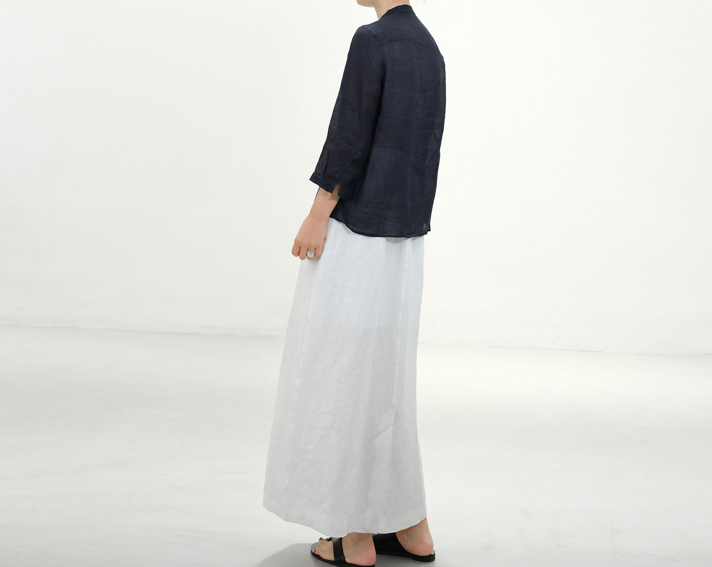 edoa Flax Linen Bud Skirt with pocket
