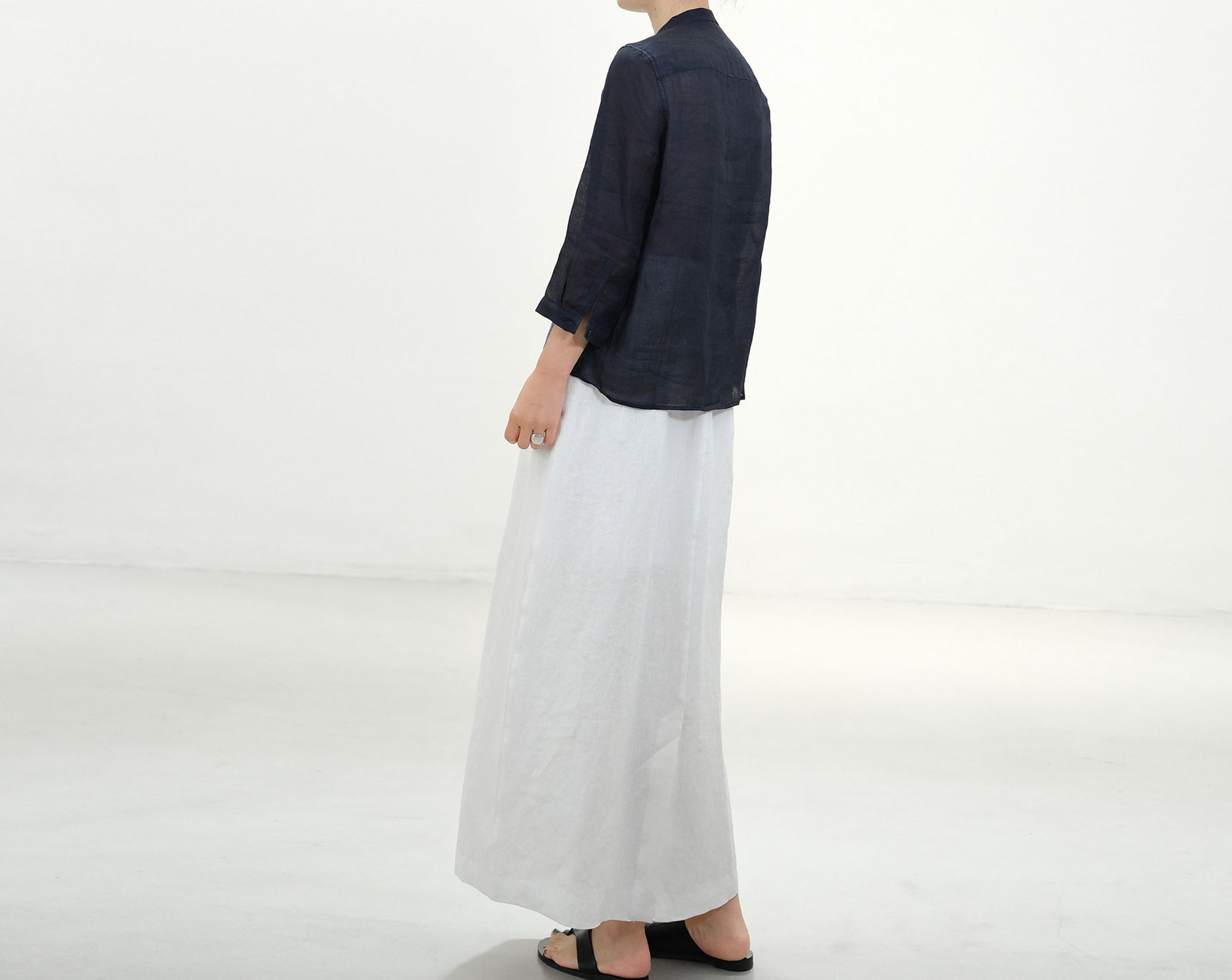 edoa Flax Linen Bud Skirt with pocket