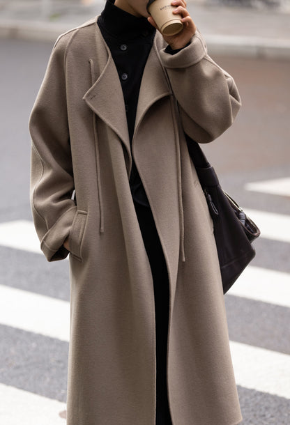 edoa Double Face Wool Tie Coat 