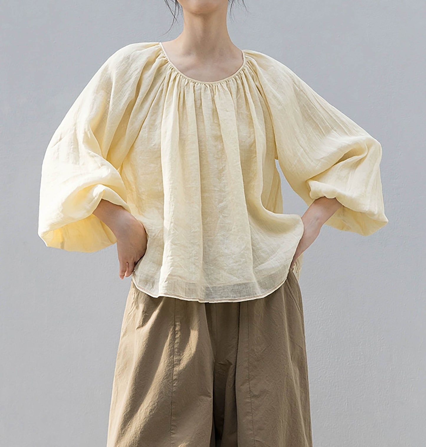 edoa Loose Fitting Double-layer Babydoll Shirt