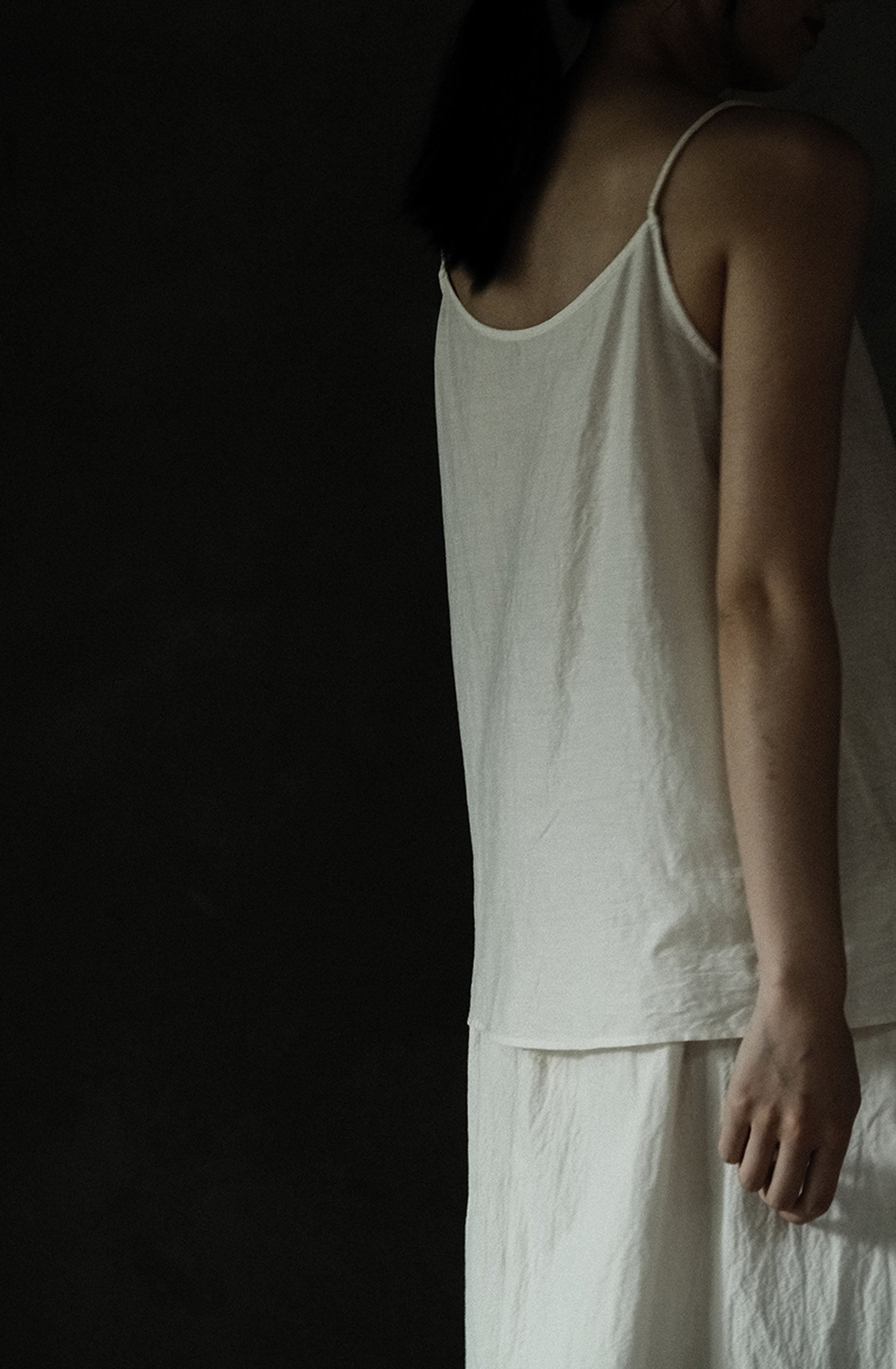 edoa Crinkled Paper Cotton Gathered Cami Top